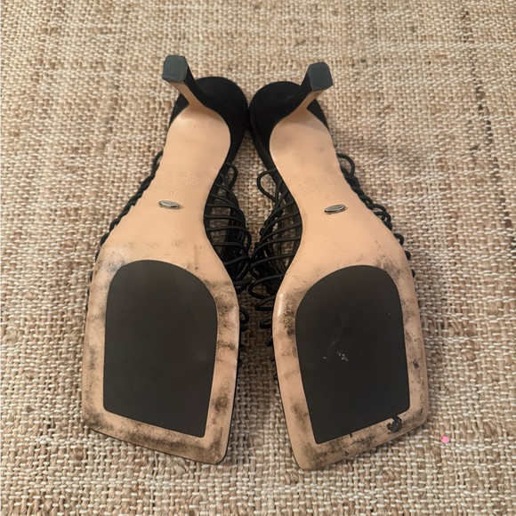 Tony Bianco Lynx Mule Strappy Black Heel 8.5 Square Toe - Picture 4 of 6